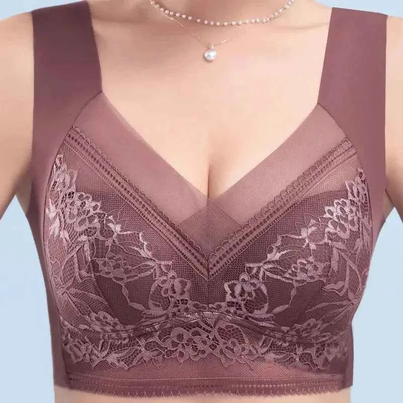 L-6L Women Large Bra Push Up Ice Silk Seamless Upper Bralette Lace Wireless Summer Bras Top Lingerie Underwear Brasieres Mujeres