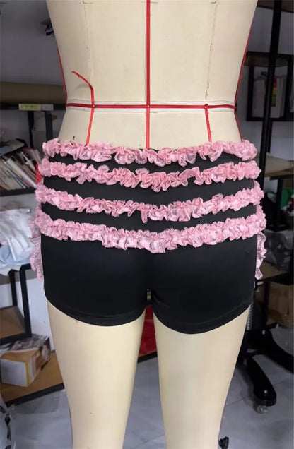 Gaono Ruffle Knickers y2k Women Kawaii Pumpkin Panties Fairy Lace Bowknot Lolita Safety Shorts Pants Sweet Victorian Bloomers SS69