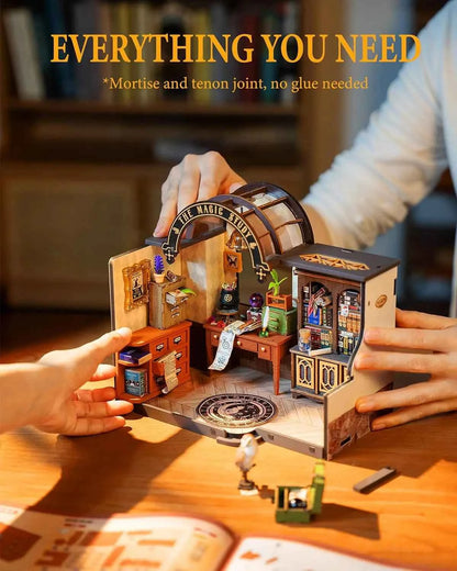 Robotime Rolife The Magic Study DIY Miniature House with Many Magic Note Books Dollhouse Decoration 3D Wooden Puzzle DG166
