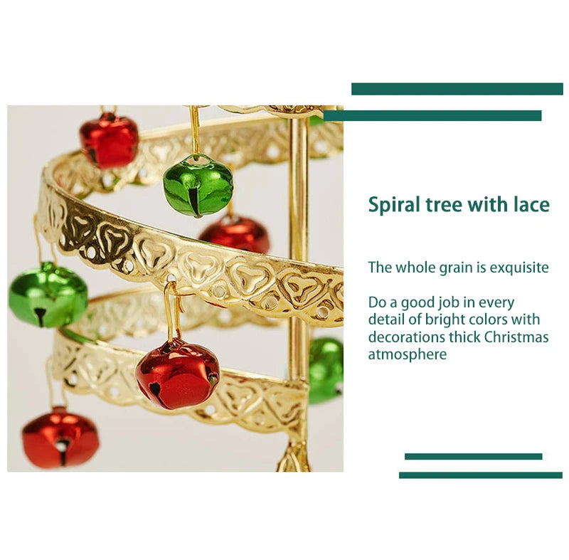 Iron Lace Christmas Tree Mini With Bell Star Desktop Ornament Ornament New Year Christmas Eve Gift Celebrate Party Xmas 2026