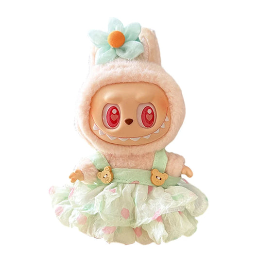 17cm Mini Plush Doll's Clothes Outfit Accessories for Korea Kpop Labubu Dolls Sit Party Overalls Clothing Gift （Only clothes） SS69 12.69 L / spain