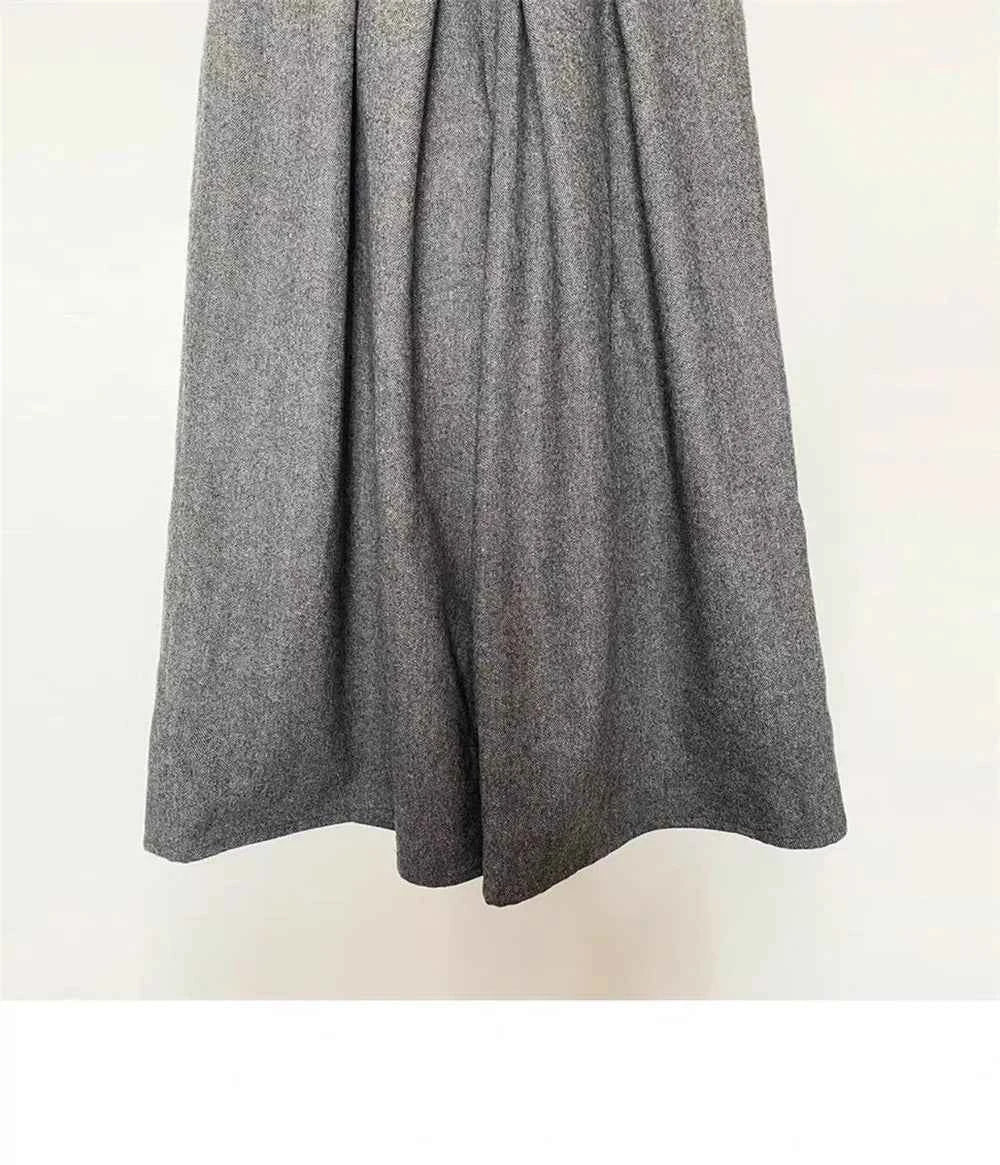 Loose Woolen Wide Leg Skirts Pants Women Pleated Casual Pants Winter Autumn Straight Trousers Elastic High Waist Fat Leg Pants