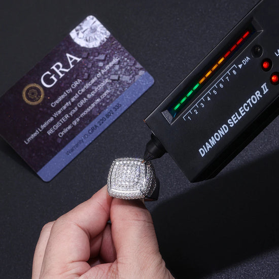 JIUZUAN Full Moissanite Ring Round Pave 925 Silver 18K Gold Plated Hip Hop Style Jewelry Gift Comes with GRA Certificate SS69