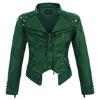 2025 Spring New Style Suit Collar Rivet Waist Short Washed Pu Leather Jacket