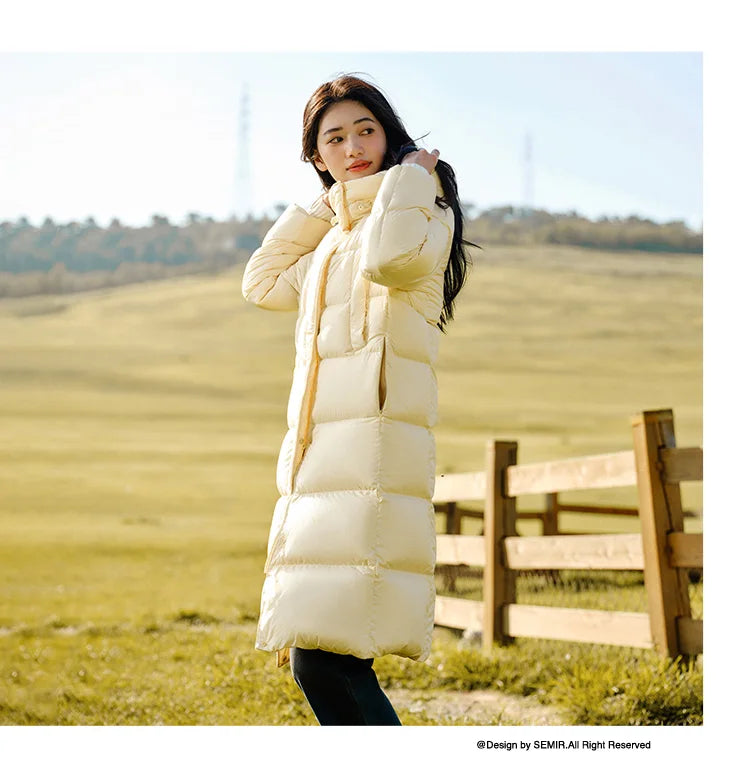 Semir Women's Long Hooded Down Jacket - 90% Duck Down