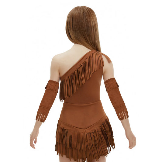 YiZYiF Girls Native American Inspired Fringe Dress with Sleeves Cosplay Set