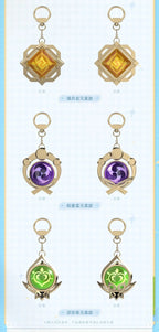 [Genuine]  Anime Game Genshin Impact 2023 Carnival Theme Cosplay Vision Elemental Pendant Rock Wind Garss Metal Backpack Charms