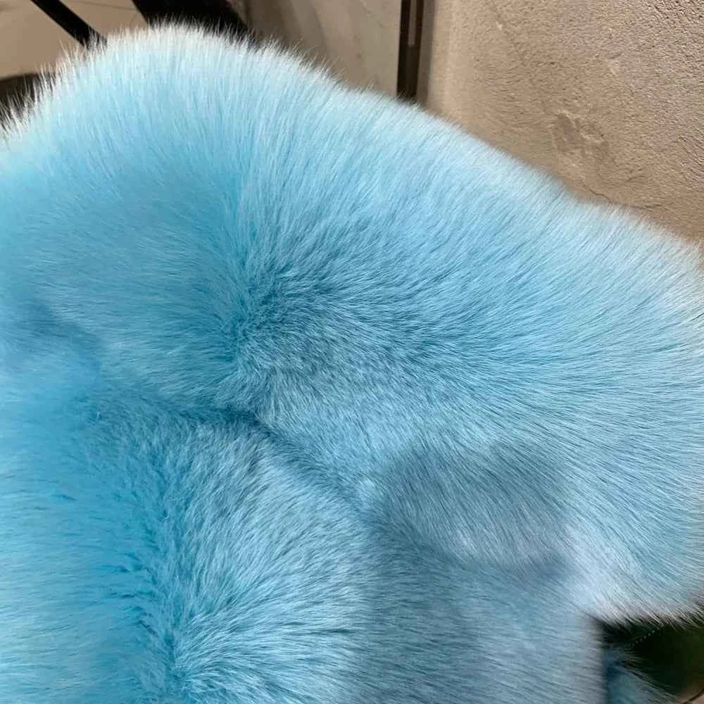 Winter Long Fur Coats Winter Female Natural Fox Fur OutWear Full Pelt Real Fox Fur Jackets with Long Sleeve