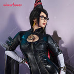 Miccostumes Women's Black Witch PU Leather Cosplay Bodysuit