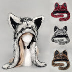 Dark Series Gothic Plush Hat Y2K Cross Metal Style Headwear Cosplay Cat Ear Hat Halloween Punk Rock Warm Cap for Women Men Child