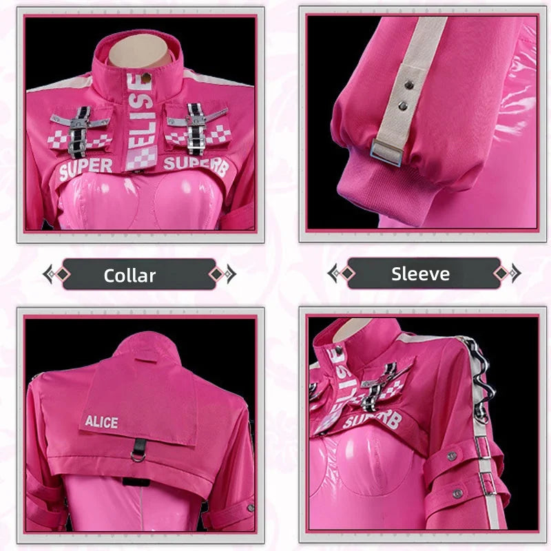 Women’s Nikki Alice Cosplay Costume Bodysuit with Ear Gloves Wig Cosplay Latex Cat suit Jumpsuit Jacket Suit SS69