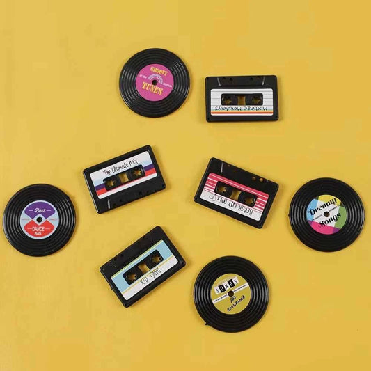 4Pcs Vintage Creative Gramophone Record Fridge Magnet Message Board Reminder Refrigerator Sticker for Home Kitchen Decoration