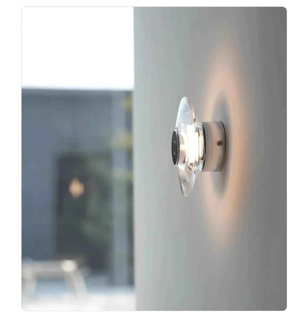 Modern Round Crystal Bedside Lamp Bedroom Living Room Italian LED Sconce Minimalist Art Circular Corridor Mirror Wall Lights