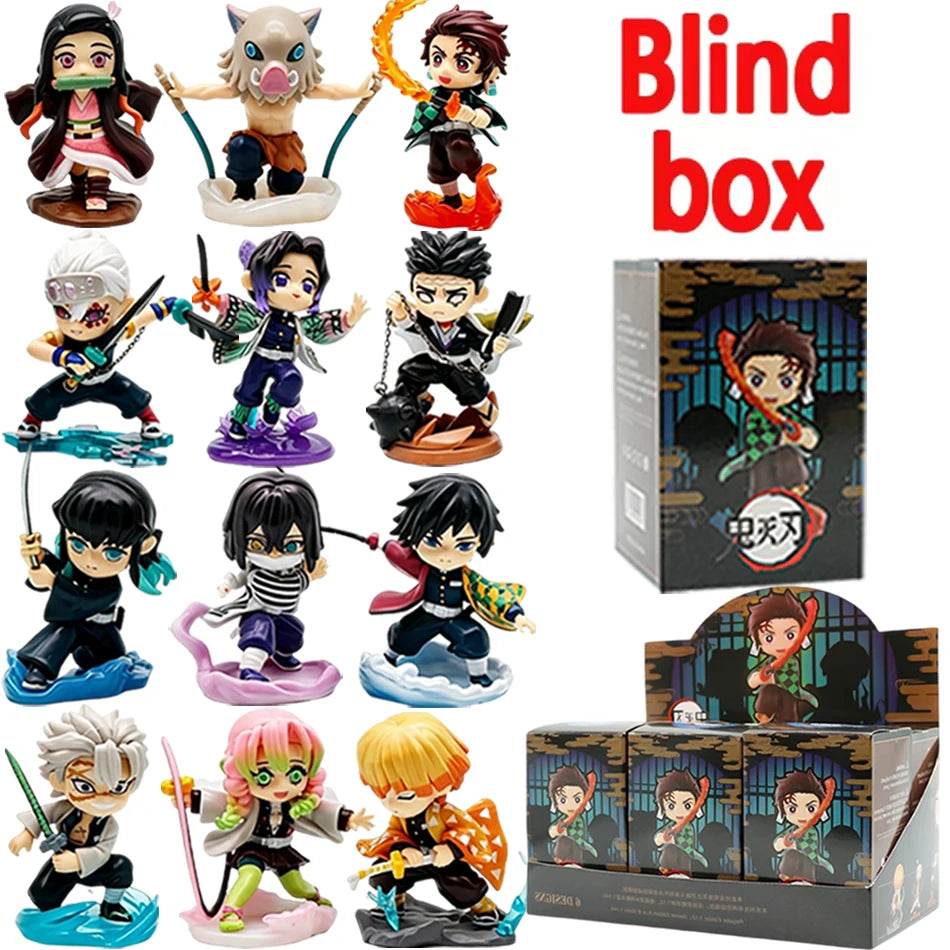 1-12pcs Anime Demon Slayer Blind Box Figure Toys Kimetsu No Yaiba Battle Series Guess Bag Mystery Doll Christmas Birthday Gift