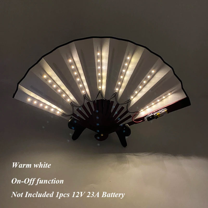 Beautiful Costumes Accessory Props Hand Fans 7 Colors For Choice Men Women Cool Decorative Glow Fan Light Up Disco Dance Night SS69 8.69 8 inches warm white / one size
