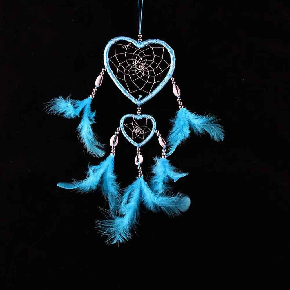Indian Pink Purple Feather Dreamcatcher Love Wall Hanging Room Decor Handmade Aesthetic Retro Dream Catcher Wind Chime Ornament