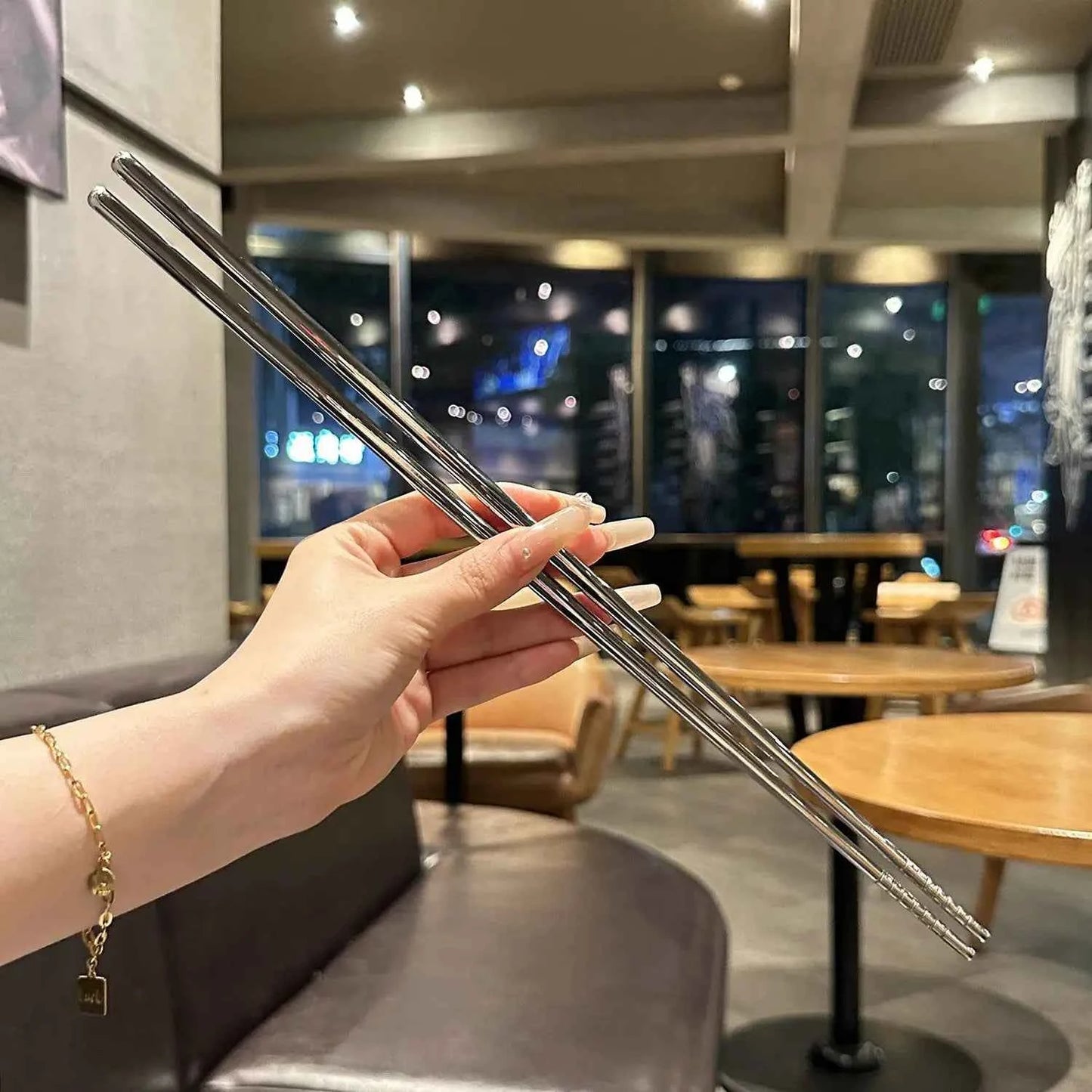 Stainless steel and long chopsticks, high-temperature resistant hot pot chopsticks, 45cm serving chopsticks for household use