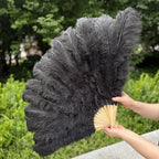 Large Ostrich Feather Fan 130cm - Carnival & Stage Performance