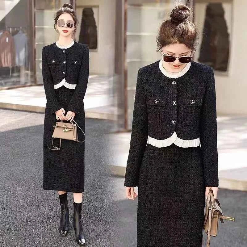 Fleece Lined Women's Two Piece Set Hot Sale Of The Season New Style Minimalist Chic Perfume Wind Suit Skirt Comfortable Casua...