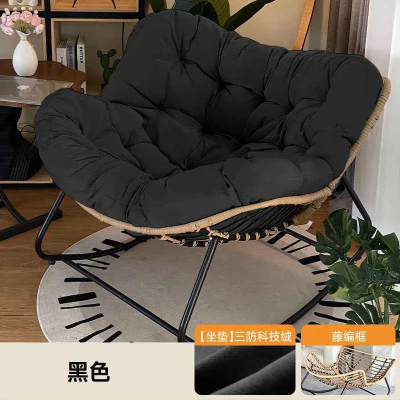 Realife Woven Rattan Rocking Chair Comfortable Soft Bag For Sitting Or Lying Lazy Rocking Chair Balcony Home Use Wrought Iron