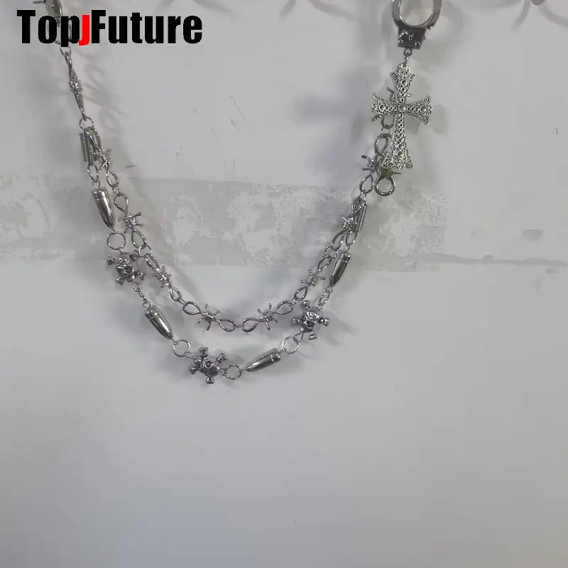 Women Girl HAND MAKE Gothic Lolita Punk Harajuku bling bling skull laziness belt waist belt  Lolita cosplay party belt gift SS69