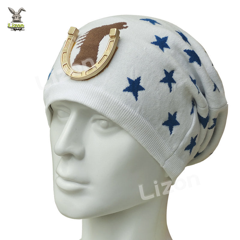 JoJo's Bizarre Adventure Cosplay Johnny Joestar Beanies Star Hat Steel Ball Run Johnny Joestar Cosplay Woolen Hat