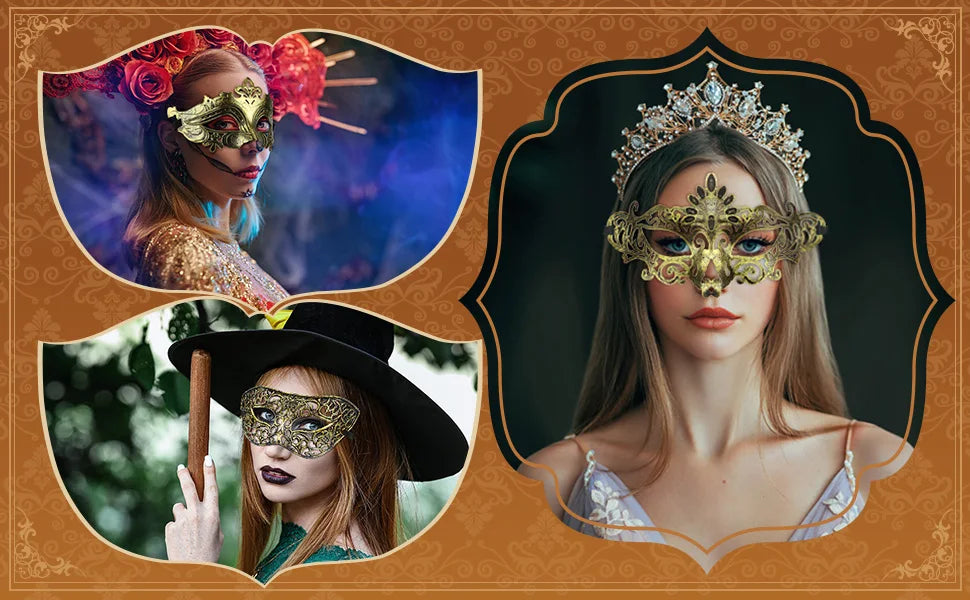 Masquerade Masks Bulk - Antique Vintage Venetian Carnival Party Costume