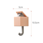 Self-Adhesive Cat Wall Hooks, Cute Animal Decorative Hanger