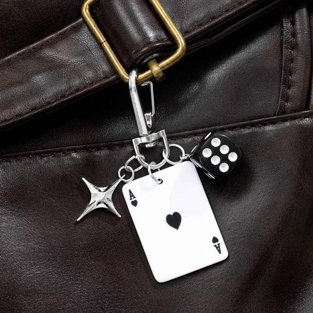 1pc Poker Dice Star Keychain, Retro Cool Style, Suitable for Bag Charm / Key Decoration / Personalized Accessory