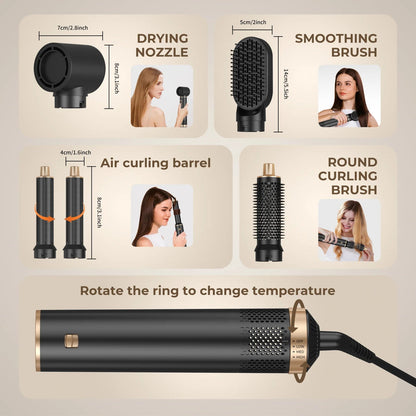 Hair Dryer 5 in 1 Electric Comb Negative Ion Straightener Comb Curling Iron Detachable Multifunctional Heating Brush Hair Dryer SS69