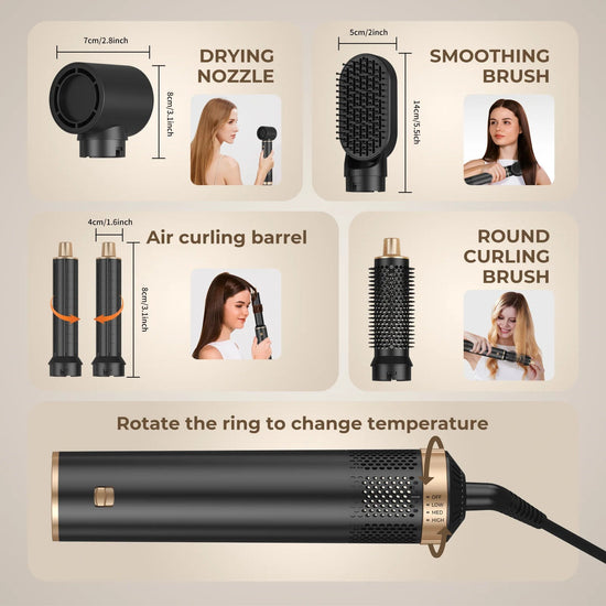 Hair Dryer 5 in 1 Electric Comb Negative Ion Straightener Comb Curling Iron Detachable Multifunctional Heating Brush Hair Dryer SS69