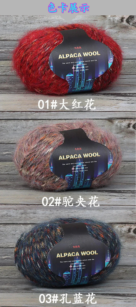 Nine-colored Bird, Seven-colored Alpaca Wool Self-knitting Scarf, Yarn Ball, Handmade Knitting, DIY Medium-thick Sweater and Coa SS69