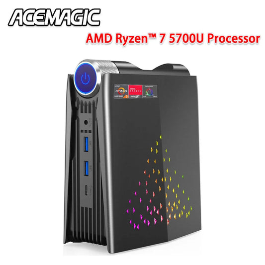 ACEMAGIC S3A Mini PC Gaming AMD Ryzen 7 5700U RAM 16/32GB DDR4 512GB/1TB SSD Gamer Computer RGB Light Control WiFi6 BT5.2 SS69