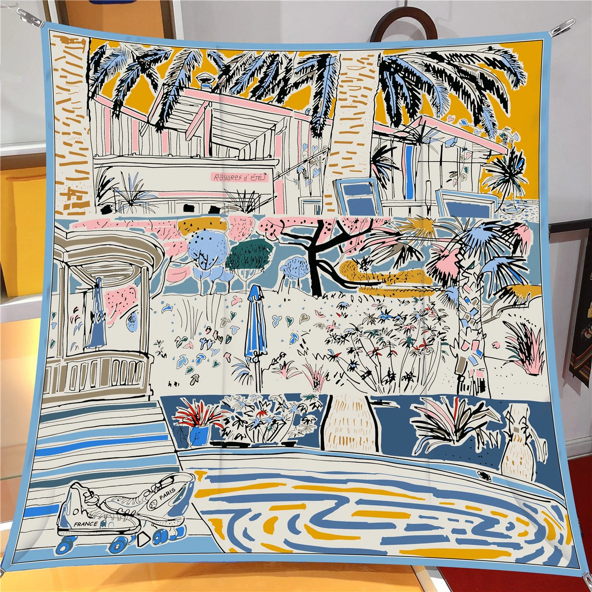 90cm Classic Checkered Horse Brand Square Scarf Women Twill Silk Scarf Shawl Hijab Luxury Bandana Foulard Neckerchief Head Scarf SS69 12.69 2390-21-26