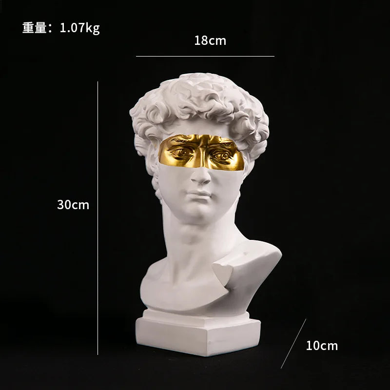 GUGUGUHOME David Head Resin Bust Sculpture - Modern Abstract Art