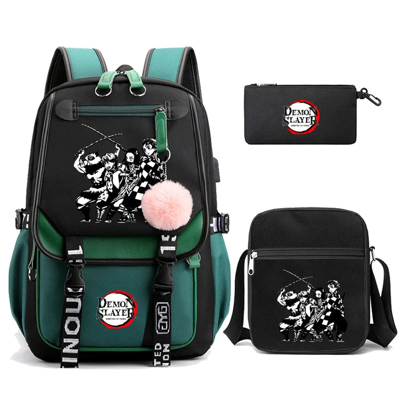 3Pcs Kamado Nezuko Demon Slayer Backpacks Set for Girls Anime School Bag Teenager Student Canvas Laptop Back Pack Women Rucksack SS69 51.69 4990744