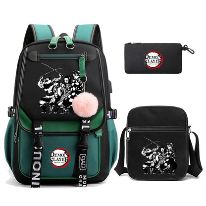 3Pcs Kamado Nezuko Demon Slayer Backpacks Set for Girls Anime School Bag Teenager Student Canvas Laptop Back Pack Women Rucksack SS69 51.69 4990744