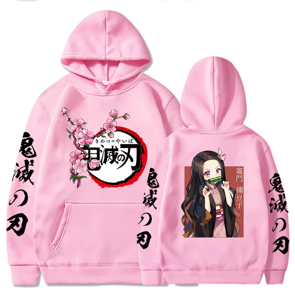 Anime Demon Slayer Kamado Nezuko Print Hooded Men Women Casual Loose Hoodies High Quality Sweatshirt Harajuku Unisex Streetwear