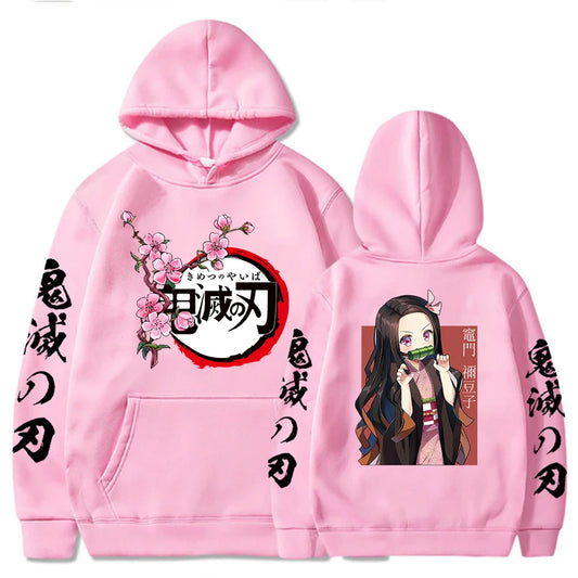 Anime Demon Slayer Kamado Nezuko Print Hooded Men Women Casual Loose Hoodies High Quality Sweatshirt Harajuku Unisex Streetwear