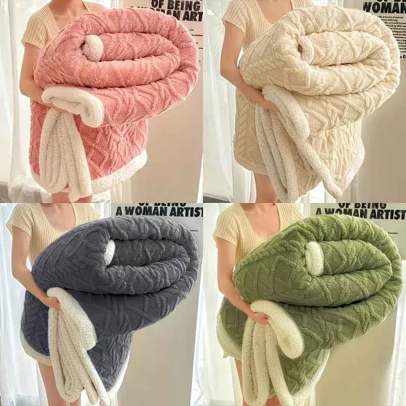 1pc Jacquard Sherpa Weighted Blanket 10lbs for Adults- Soft, Warm, and Thickened Calm Blanket for Ultimate Comfort