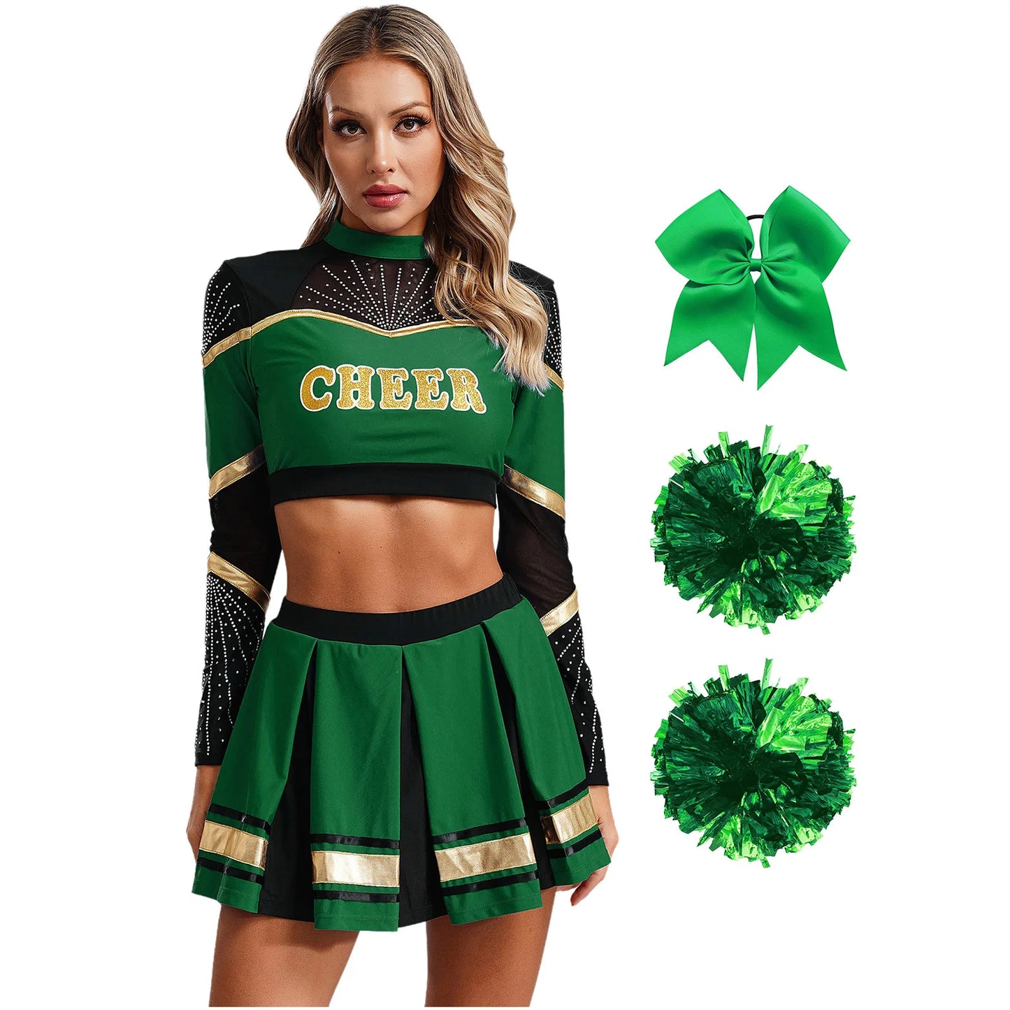 SS69 Women Cheerleading Performance Costume Set with Crop Top and Skirt