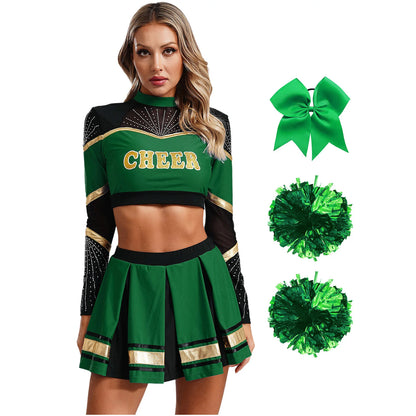 SS69 Women Cheerleading Performance Costume Set with Crop Top and Skirt