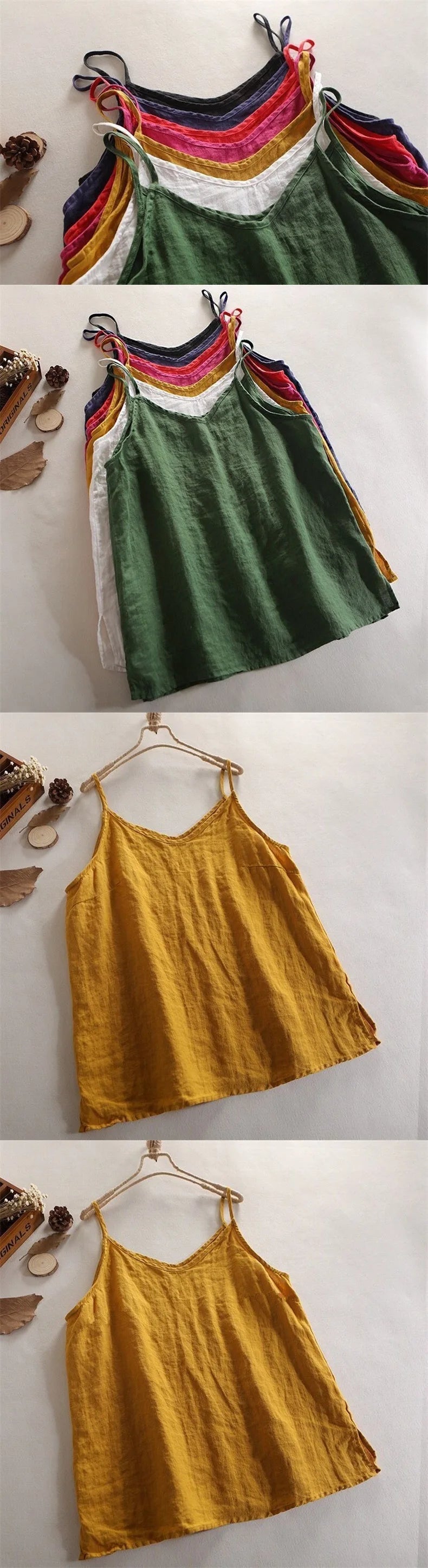 Summer Simple All-match Top Loose Thin Camisole Solid V-neck Vest Women Clothing Sleeveless Casual Highstreet Holiday T-shirt