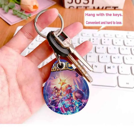 Game C-Clash Royale Anime Key Fashion PU Water Shape Keychain Women Car Key Holder Home Key Ring Charm Bag Car Pendant Gift