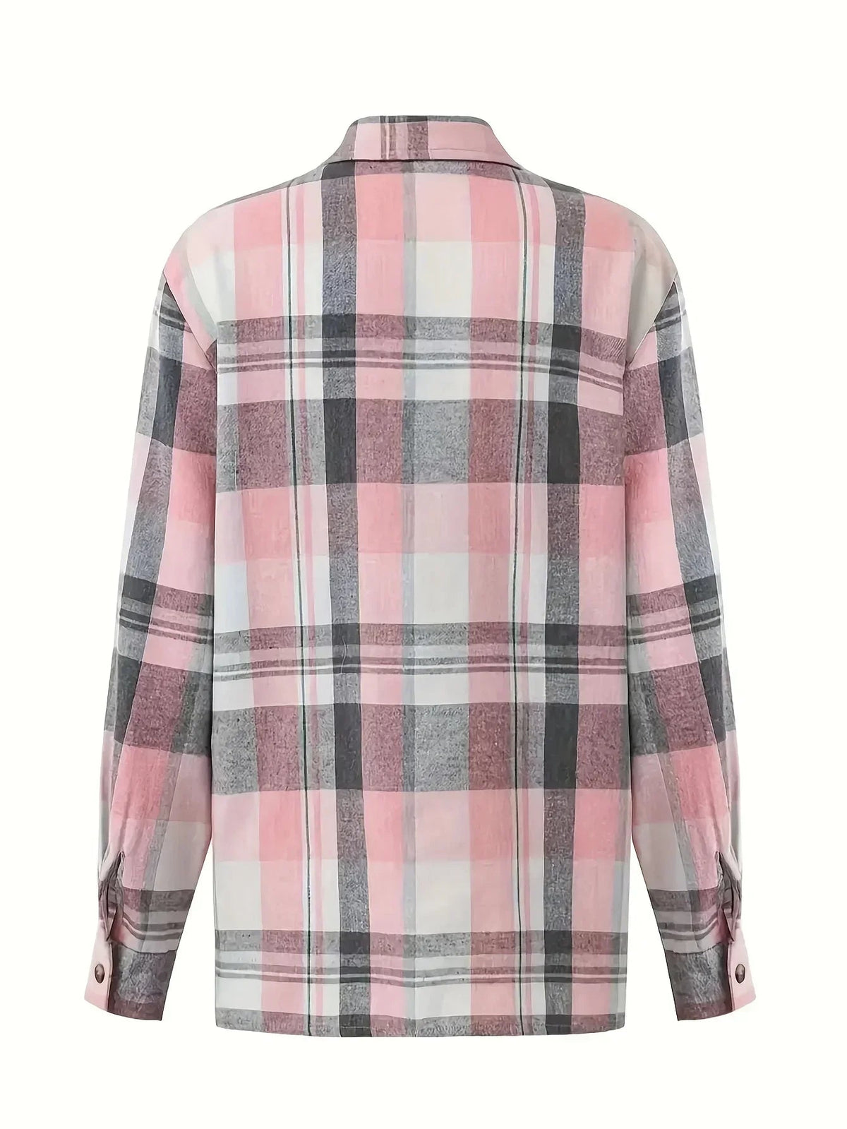 Women Plus Size Fashion Plaid Printed Shirt Casual Loose Long Sleeved Shirt  Lapel Design Shirt Tops SS69