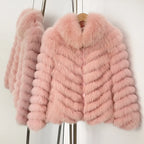 OFTBUY Women's Real Fox Fur Coat - Thick Warm Winter Jacket