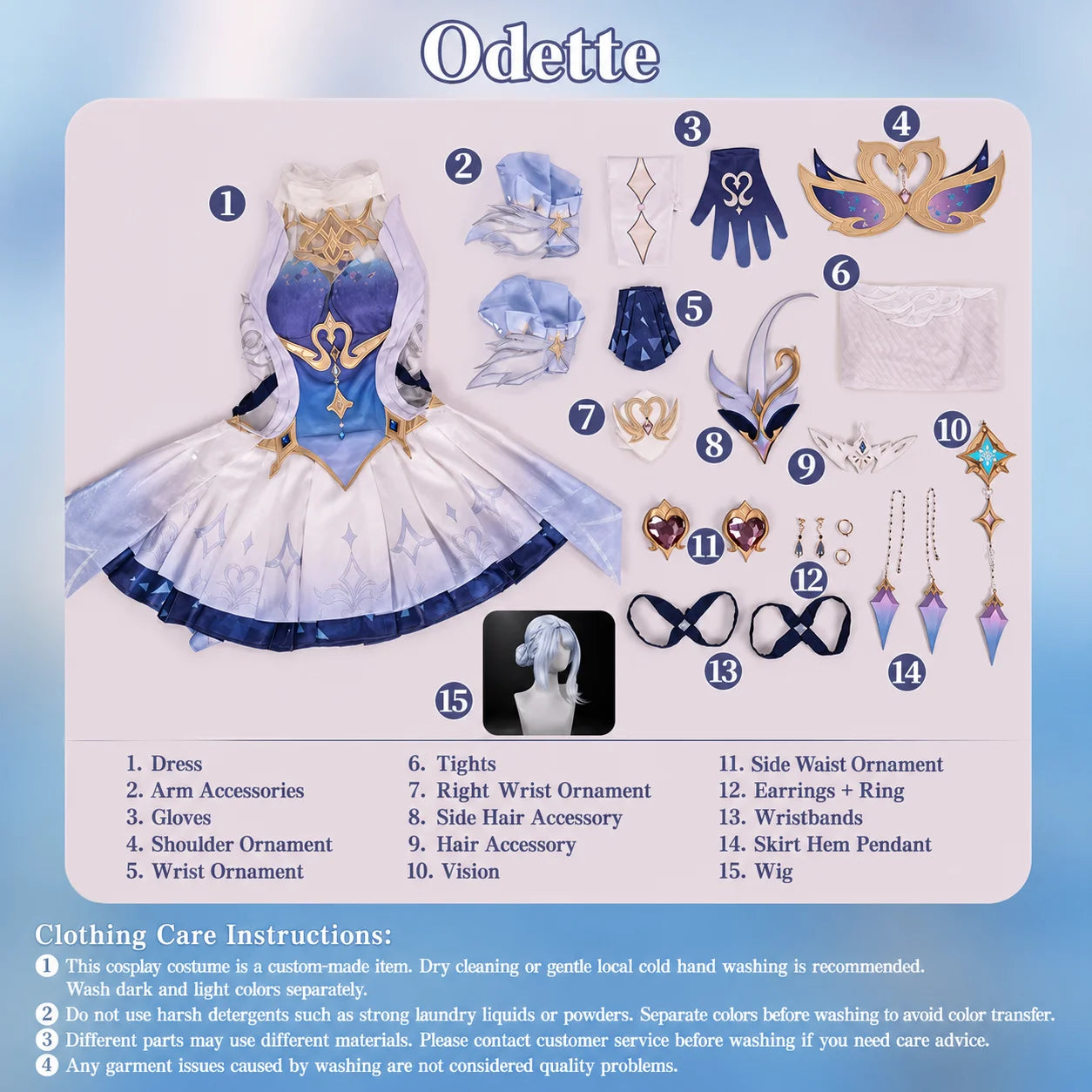 Genshin Impact Odette Cosplay Costume Women Fantasy Ballerina Dress Anime Game Role Play Convention Halloween Party Outfit Set