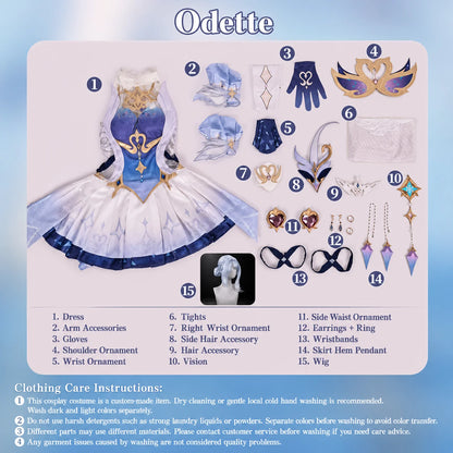 Genshin Impact Odette Cosplay Costume Women Fantasy Ballerina Dress Anime Game Role Play Convention Halloween Party Outfit Set