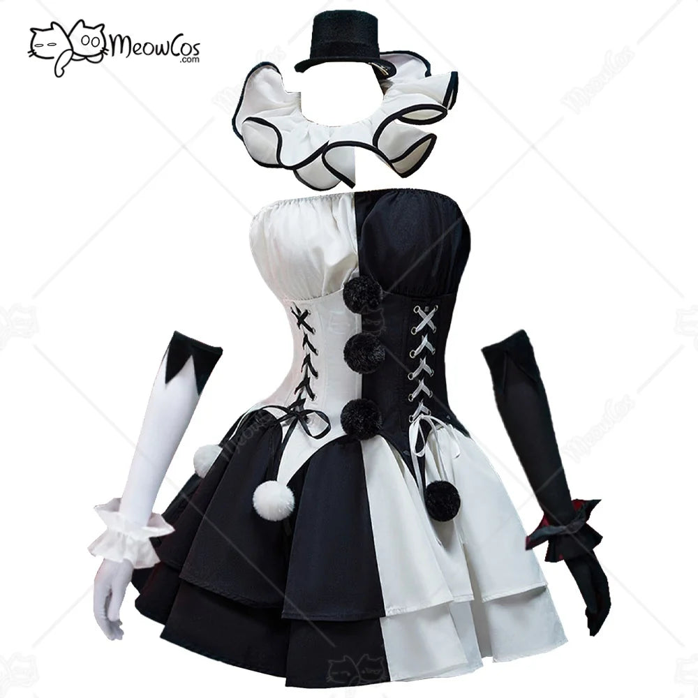 MEOWCOS Women's Gothic Halloween Costume Set, Black and White Corset Outfit