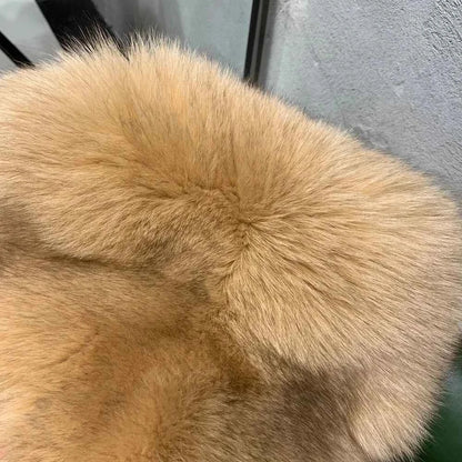 Winter Long Fur Coats Winter Female Natural Fox Fur OutWear Full Pelt Real Fox Fur Jackets with Long Sleeve